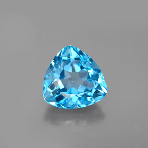3.36 ct Blue Topaz Gemstone, Topaz Gem in Trillion Facet Shape for Sale.