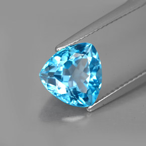 3.36 ct Blue Topaz Stone, Natural Topaz in Trillion Facet Shape for Sale
