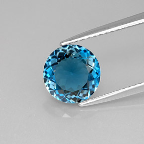 2.41 ct Blue Topaz Gemstone, Topaz Gem in Round Facet Shape for Sale.