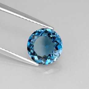 2.41 ct Blue Topaz Stone, Natural Topaz in Round Facet Shape for Sale