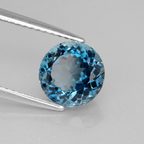 2.68 ct Blue Topaz Stone, Natural Topaz in Round Facet Shape for Sale