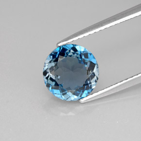 2.36 ct Blue Topaz Gemstone, Topaz Gem in Round Facet Shape for Sale.