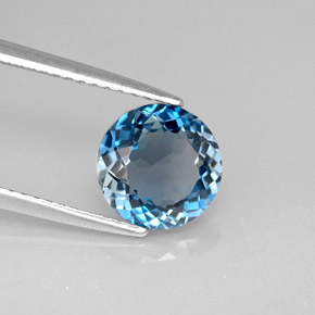 2.36 ct Blue Topaz Stone, Natural Topaz in Round Facet Shape for Sale
