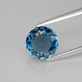 2.17 ct Blue Topaz Gemstone, Topaz Gem in Round Facet Shape for Sale.