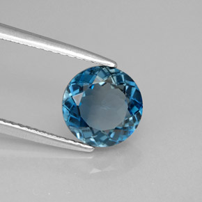 2.17 ct Blue Topaz Stone, Natural Topaz in Round Facet Shape for Sale