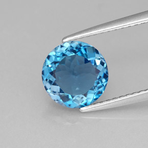 2.23 ct Blue Topaz Gemstone, Topaz Gem in Round Facet Shape for Sale.