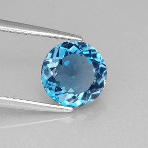 2.23 ct Blue Topaz Stone, Natural Topaz in Round Facet Shape for Sale