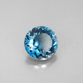 2.52 ct Blue Topaz Stone, Natural Topaz in Round Facet Shape for Sale