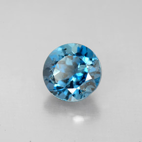 2.57 ct Blue Topaz Stone, Natural Topaz in Round Facet Shape for Sale