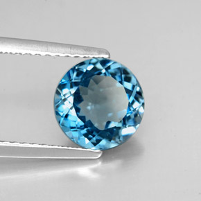 2.32 ct Blue Topaz Stone, Natural Topaz in Round Facet Shape for Sale