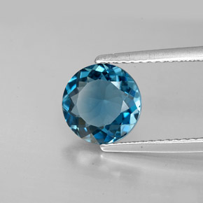 2.02 ct Blue Topaz Gemstone, Topaz Gem in Round Facet Shape for Sale.