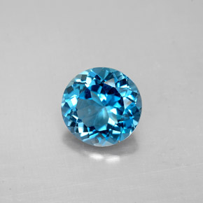2.25 ct Blue Topaz Gemstone, Topaz Gem in Round Facet Shape for Sale.