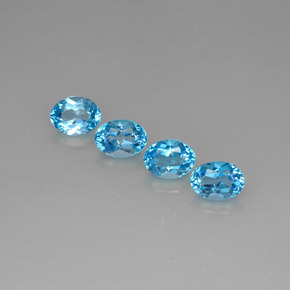 6.54 ct Blue Topaz Gemstone, Topaz Gem in Oval Facet Shape for Sale.