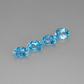 6.54 ct Blue Topaz Stone, Natural Topaz in Oval Facet Shape for Sale
