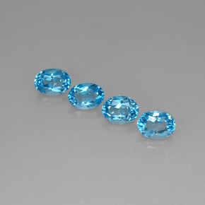 6.55 ct Blue Topaz Gemstone, Topaz Gem in Oval Facet Shape for Sale.