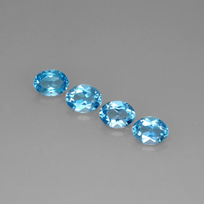 5.99 ct Blue Topaz Gemstone, Topaz Gem in Oval Facet Shape for Sale.