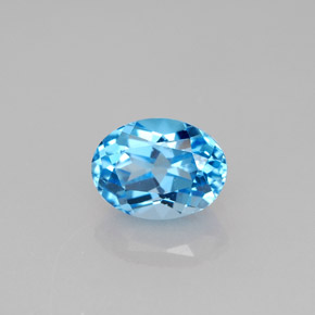 1.74 ct Blue Topaz Stone, Natural Topaz in Oval Facet Shape for Sale