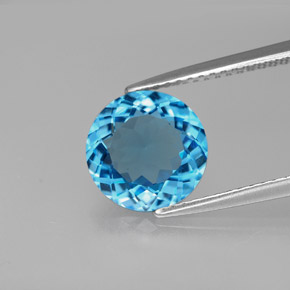 2.75 ct Blue Topaz Gemstone, Topaz Gem in Round Facet Shape for Sale.