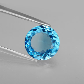 2.75 ct Blue Topaz Stone, Natural Topaz in Round Facet Shape for Sale