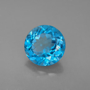 2.96 ct Blue Topaz Stone, Natural Topaz in Round Facet Shape for Sale