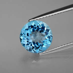 3.07 ct Blue Topaz Gemstone, Topaz Gem in Round Facet Shape for Sale.