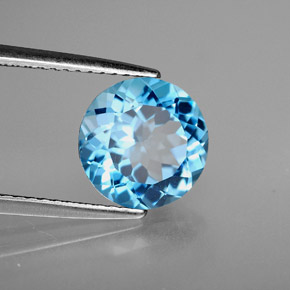 3.07 ct Blue Topaz Stone, Natural Topaz in Round Facet Shape for Sale
