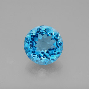 3.50 ct Blue Topaz Gemstone, Topaz Gem in Round Facet Shape for Sale.