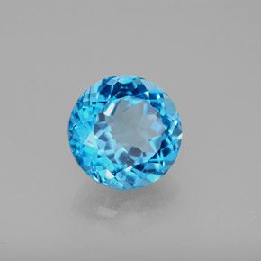 3.50 ct Blue Topaz Stone, Natural Topaz in Round Facet Shape for Sale