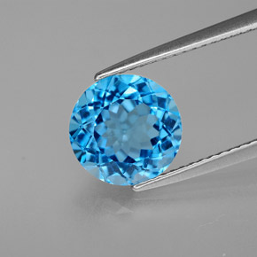 3.31 ct Blue Topaz Gemstone, Topaz Gem in Round Facet Shape for Sale.