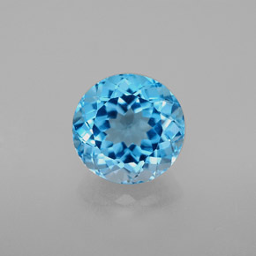 3.42 ct Blue Topaz Gemstone, Topaz Gem in Round Facet Shape for Sale.