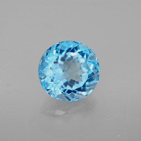 3.42 ct Blue Topaz Stone, Natural Topaz in Round Facet Shape for Sale