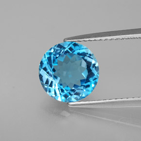 3.27 ct Blue Topaz Gemstone, Topaz Gem in Round Facet Shape for Sale.