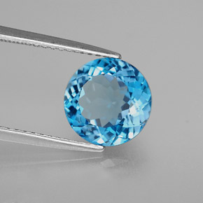 3.27 ct Blue Topaz Stone, Natural Topaz in Round Facet Shape for Sale