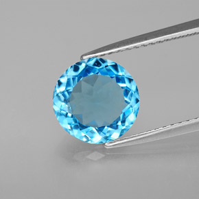 2.98 ct Blue Topaz Gemstone, Topaz Gem in Round Facet Shape for Sale.