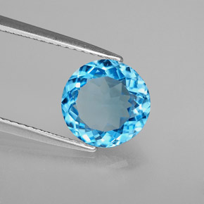 2.98 ct Blue Topaz Stone, Natural Topaz in Round Facet Shape for Sale