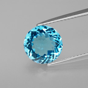 2.97 ct Blue Topaz Gemstone, Topaz Gem in Round Facet Shape for Sale.