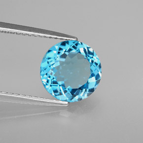 2.97 ct Blue Topaz Stone, Natural Topaz in Round Facet Shape for Sale