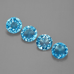 5.87 ct Blue Topaz Gemstone, Topaz Gem in Round Facet Shape for Sale.