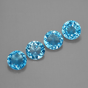 5.87 ct Blue Topaz Stone, Natural Topaz in Round Facet Shape for Sale