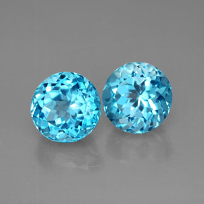 3.85 ct Blue Topaz Stone, Natural Topaz in Round Facet Shape for Sale