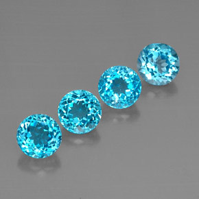7.82 ct Blue Topaz Stone, Natural Topaz in Round Facet Shape for Sale