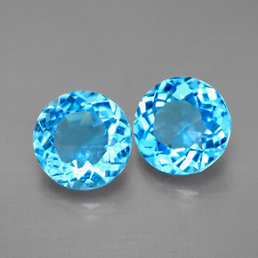 3.25 ct Blue Topaz Stone, Natural Topaz in Round Facet Shape for Sale