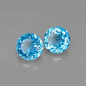 3.69 ct Blue Topaz Stone, Natural Topaz in Round Facet Shape for Sale