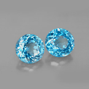 3.63 ct Blue Topaz Stone, Natural Topaz in Round Facet Shape for Sale
