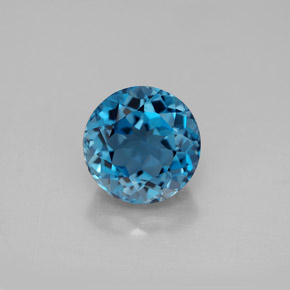 3.94 ct Blue Topaz Gemstone, Topaz Gem in Round Facet Shape for Sale.