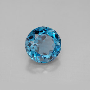 3.94 ct Blue Topaz Stone, Natural Topaz in Round Facet Shape for Sale