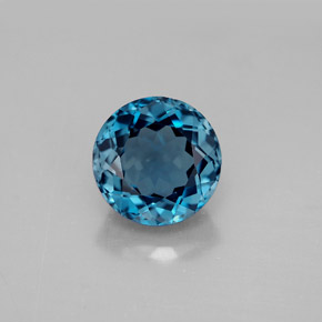 3.66 ct Blue Topaz Gemstone, Topaz Gem in Round Facet Shape for Sale.