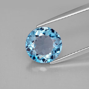 2.92 ct Blue Topaz Gemstone, Topaz Gem in Round Facet Shape for Sale.