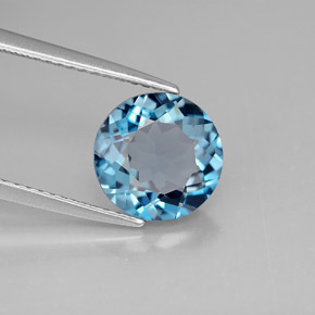 2.92 ct Blue Topaz Stone, Natural Topaz in Round Facet Shape for Sale