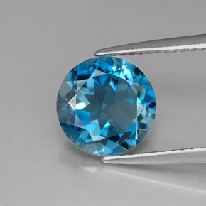 2.95 ct Blue Topaz Gemstone, Topaz Gem in Round Facet Shape for Sale.